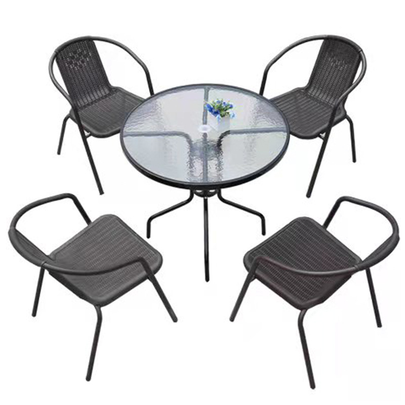 2021 Best Selling Indoor and Outdoor Patio Garden Balcony 5-Piece Rattan Chair With Table Oudoor Rattan Furniture