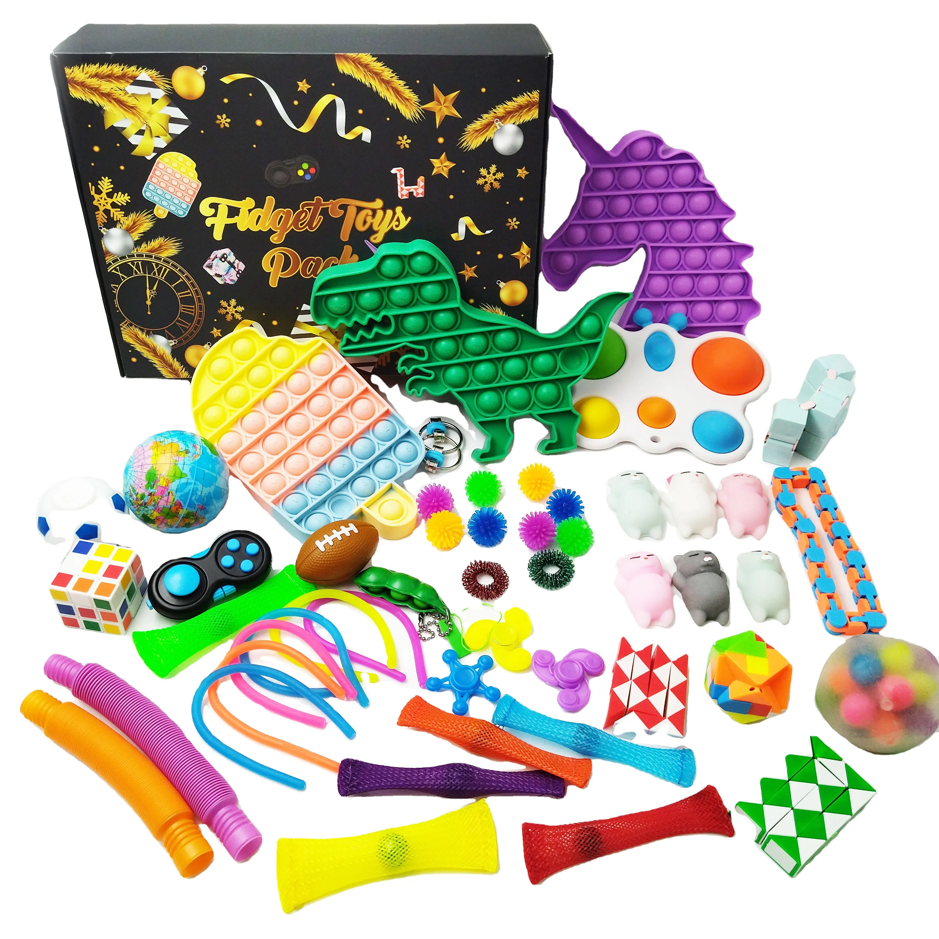 2022 Amazon Hot Selling Anti Stress Toys Fidget Advent Calendar Sensory Fidget Toys Set 50pcs Bubble Pop Fidget Toys for Kids