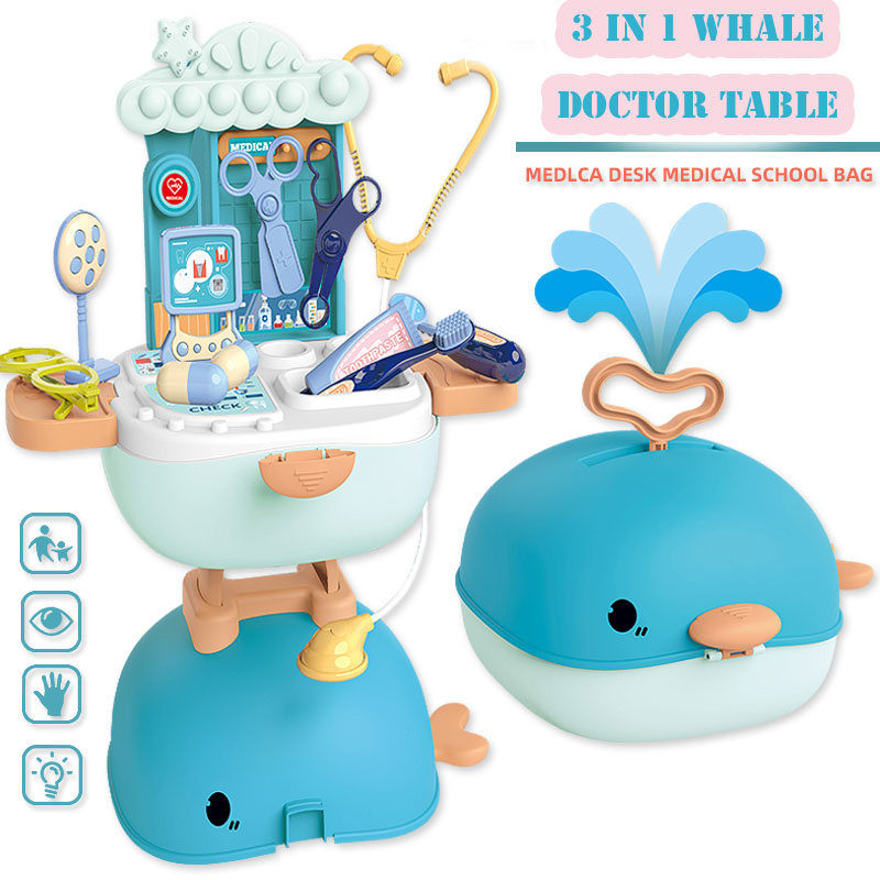 New Design Multifunction 3 In 1doctor rale play set toy For Children Plastic Table Suitcase Kit Doctor Set Toys Funny