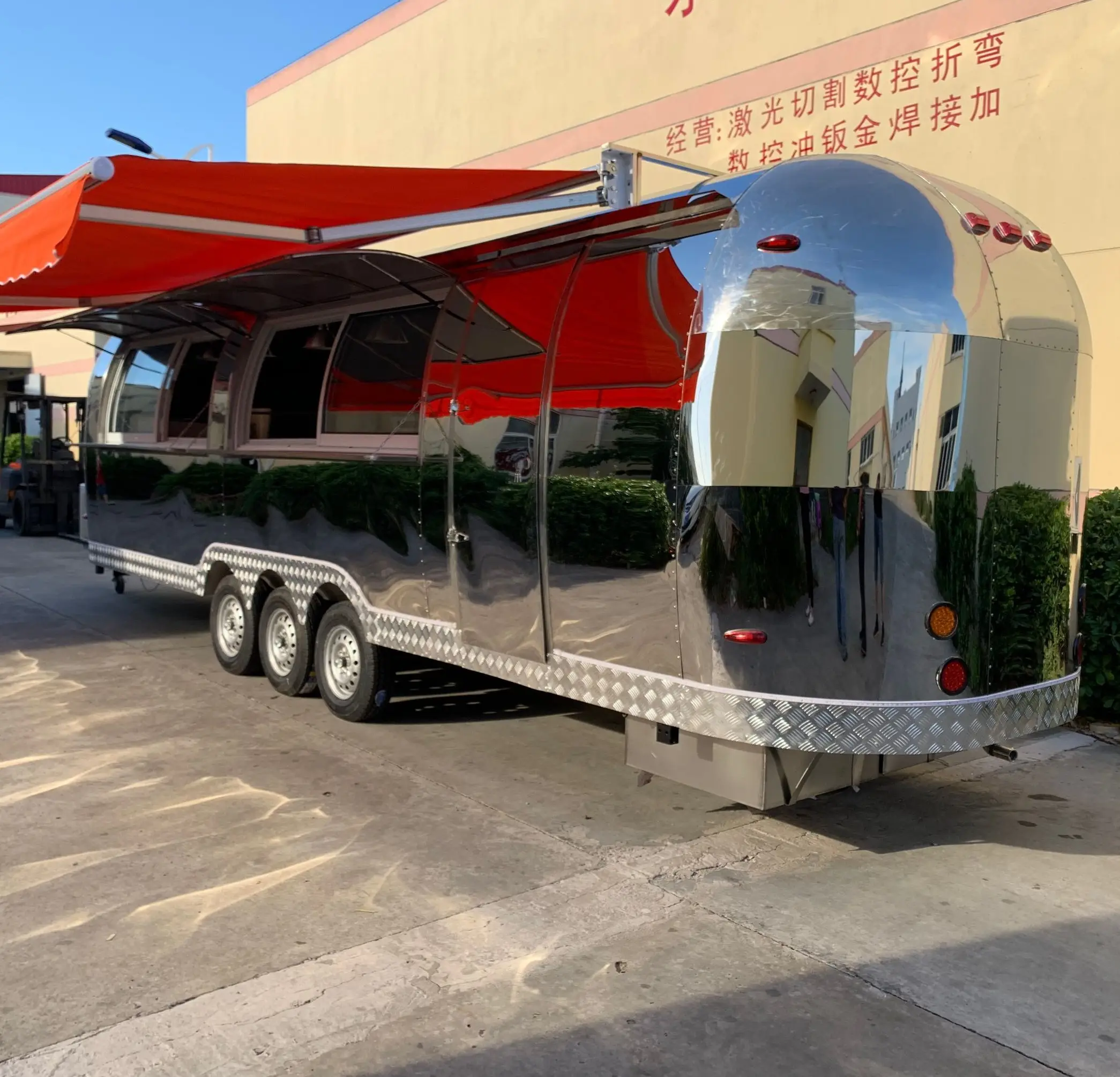 Mobile Van Air Stream Consession Trailer Airstream Food Trailer Stainless Steel Food Truck Large