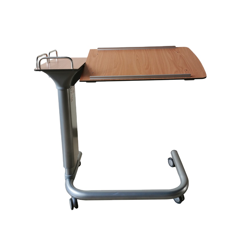 Height adjustable hospital overbed dining table for hospital bed