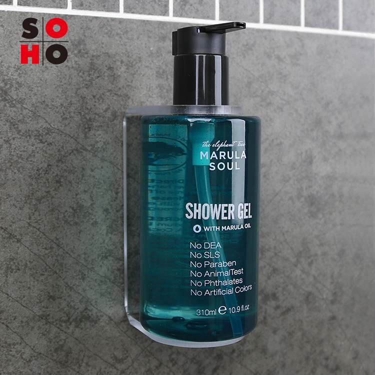 Acrylic Plastic Bathroom & Toilet Wall Mount Shower Liquid Soap Dispenser Holder Hotel Shampoo Stand Hand Wash Sanitizer Support