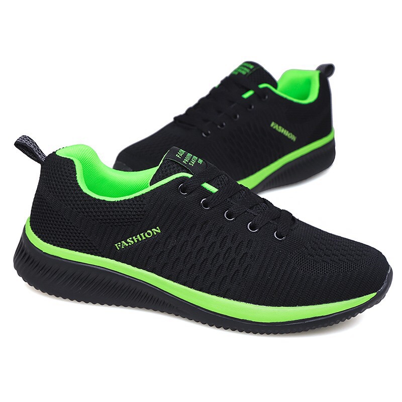 Men Running Shoes Lightweight Knit Mesh Sneakers Non-Slip Breathable Sports Shoes Shock Absorption Walking Shoes