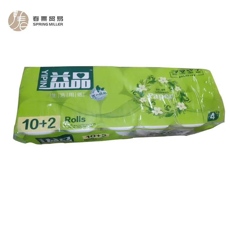 Factory wholesale 12 rolls household paper toilet four layer thickened t roll paper toilet imported toilet paper