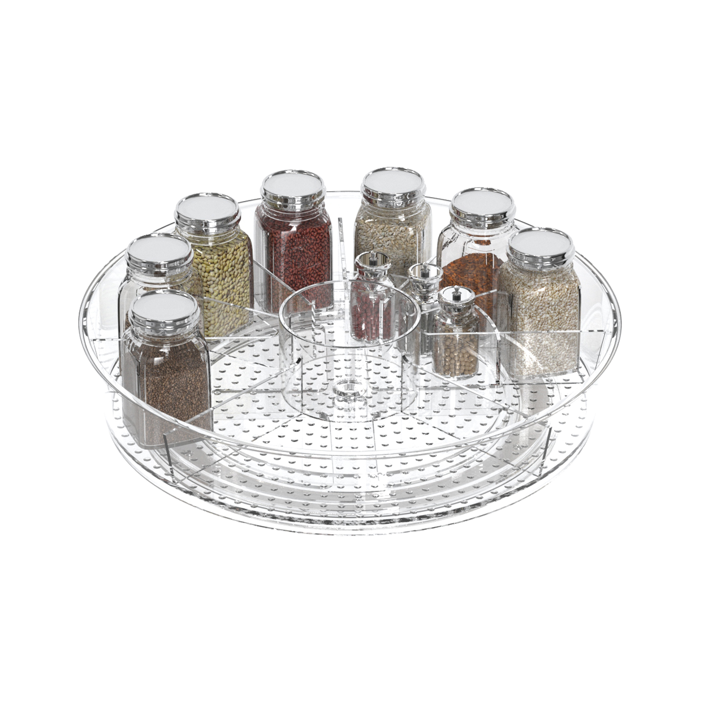 hot divided acrylic round plastic rotating storage tray clear organizer lazy susan container