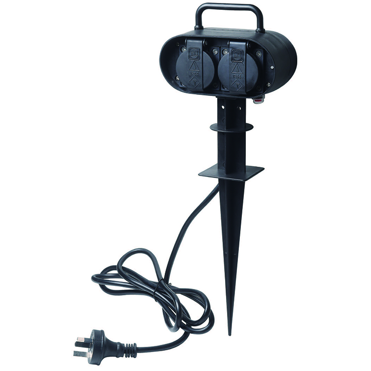 2 Sockets Ground Plug-in Outdoor Garden 3680W High Power Socket BBQ Garden Socket