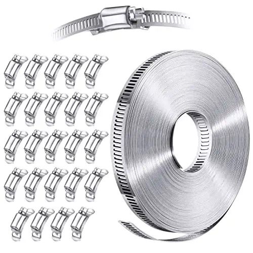 Adjustable DIY Worm Gear 304 Stainless Steel Hose Clamps Kit Metal Band Strap Fastener