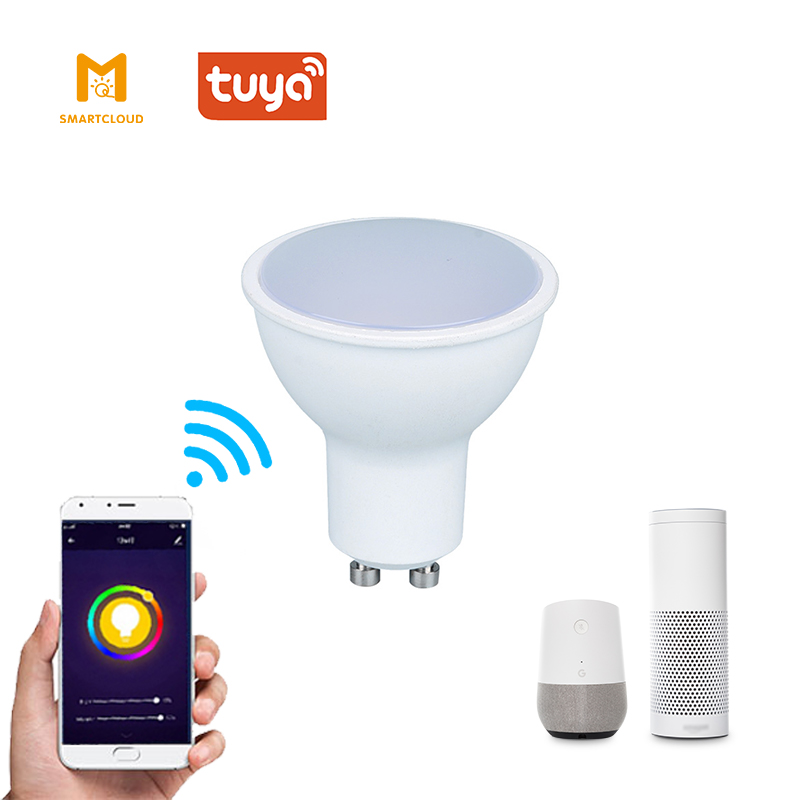 Умная Светодиодная лампа wifi GU10 4W COB, умные лампы RGBCCT