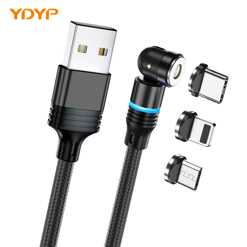 2021 New Arrivals 540 Degree Magnetic Charging Cable 3 in 1 Magnetic Mobile Phone Charger Magnet Usb Cable