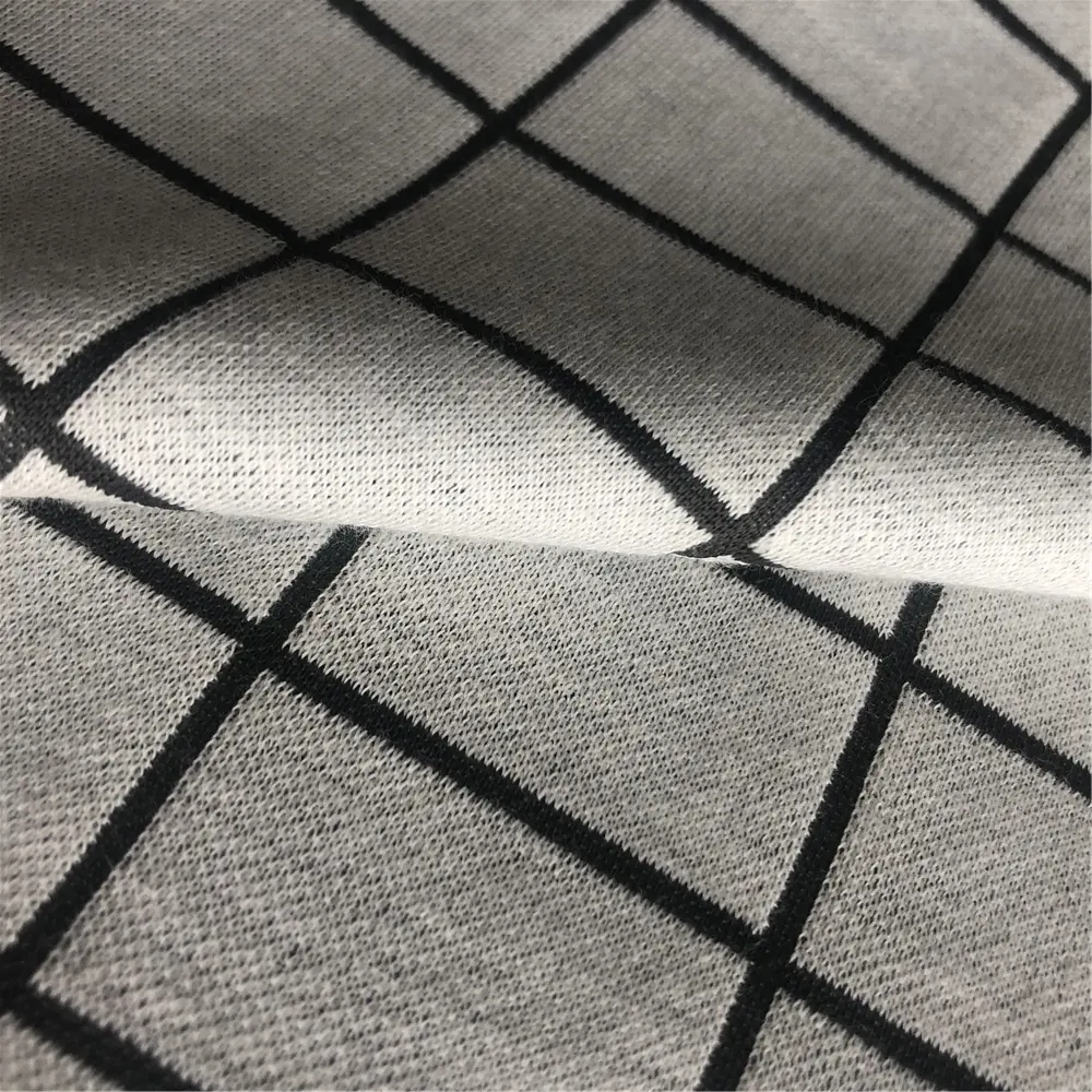 72% cotton 28% bamboo charcoal yarn-dyed grid knit fabric