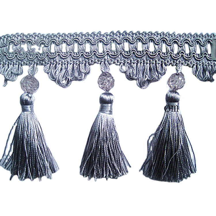 Simple European style beads tassel fringe trim for curtain decoration