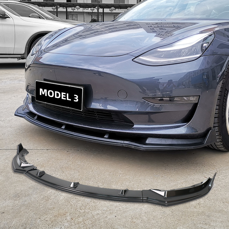 Автомобильная передняя губа для литья под давлением для Tesla Model 3 2017-2019, инструкция из трех частей для tesla model 3, передняя губа