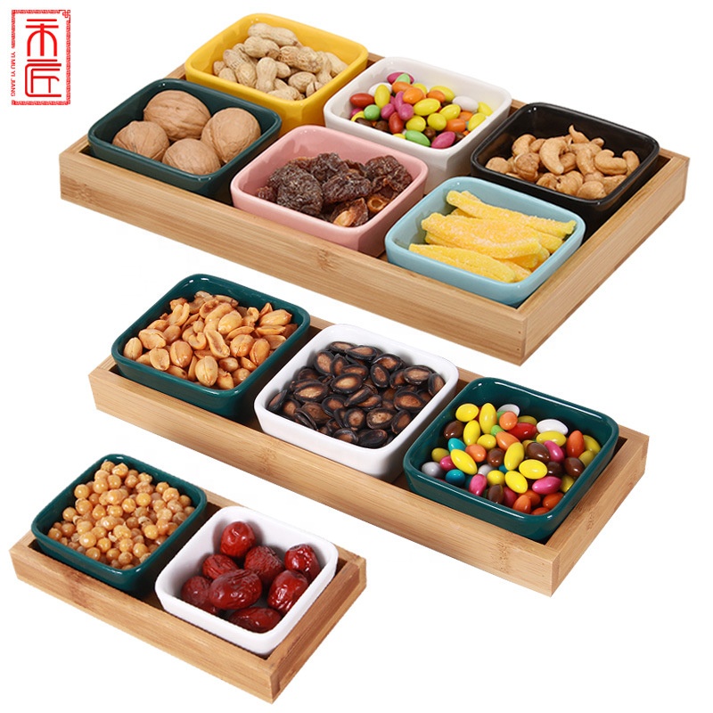 Mini Ceramic Snack Candy Plate Sauce Dish Snack Bowls Square Small Sauce Plate Snack Dish Bowl Seasoning Dish Set
