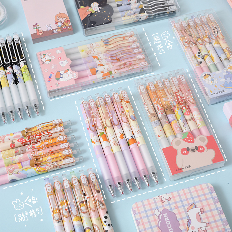 Cute Neutral Pen 0.5mm Bullet Head Black Signature Pen Gel Ink Pen Caneta for School Supply