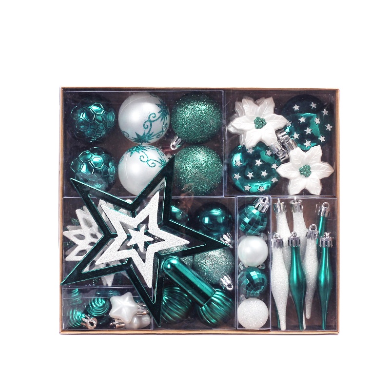 Best selling 58 pieces painted Christmas ball set gift box Christmas tree pendant Christmas decorations