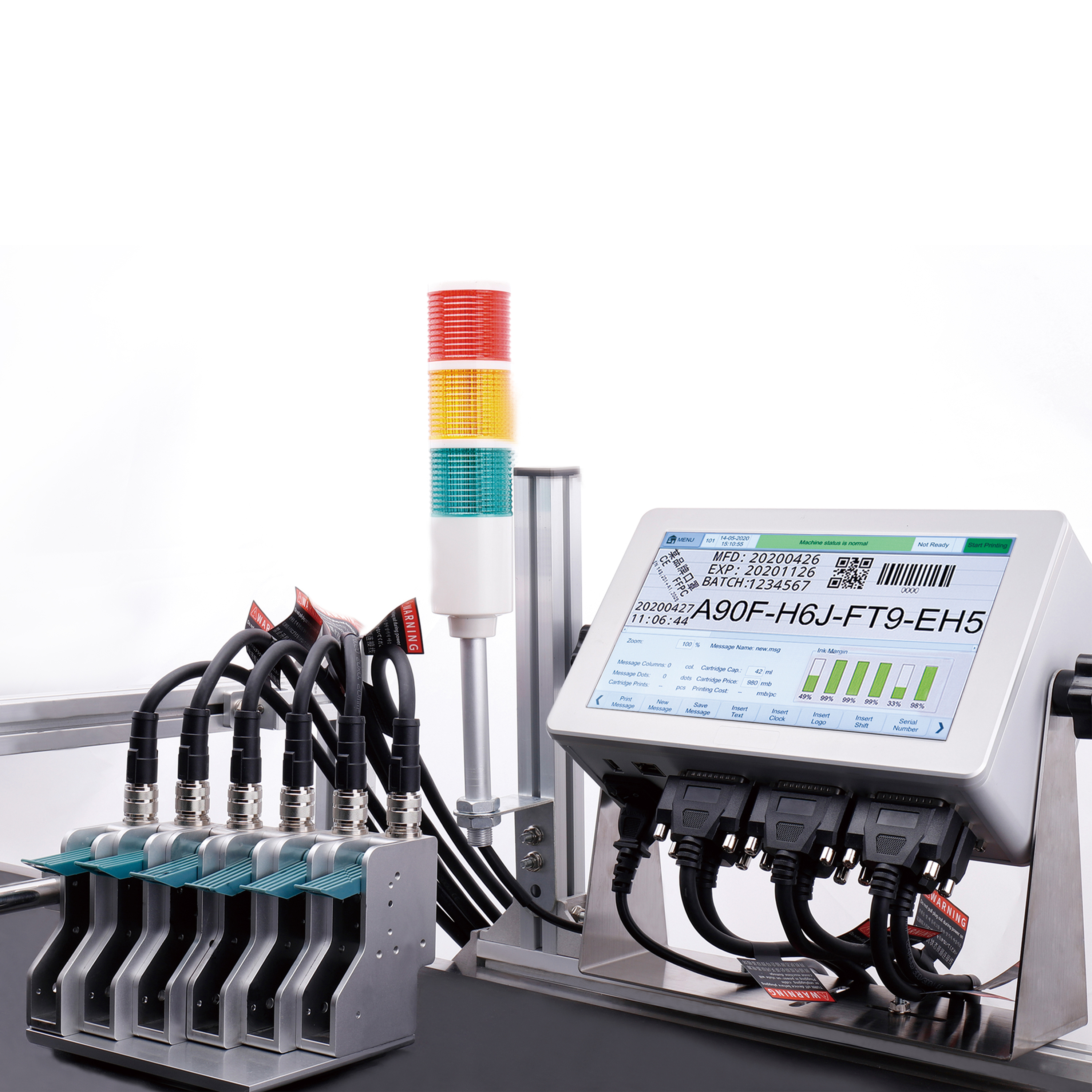 DOCOD OEM/ODM T600-6 25.4-76.2mm Online Thermal Inkjet Printer Coding printer TIJ inkjet printer machine 6 heads