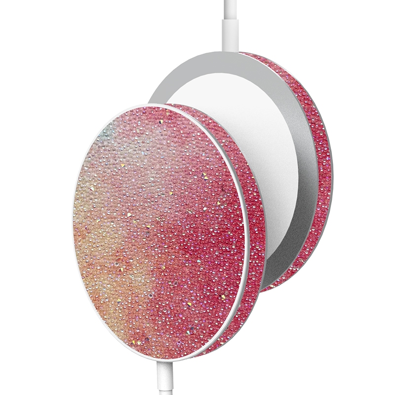 Droppshipping magsafe diamond shiny 15w colouful fast wireless charging pad