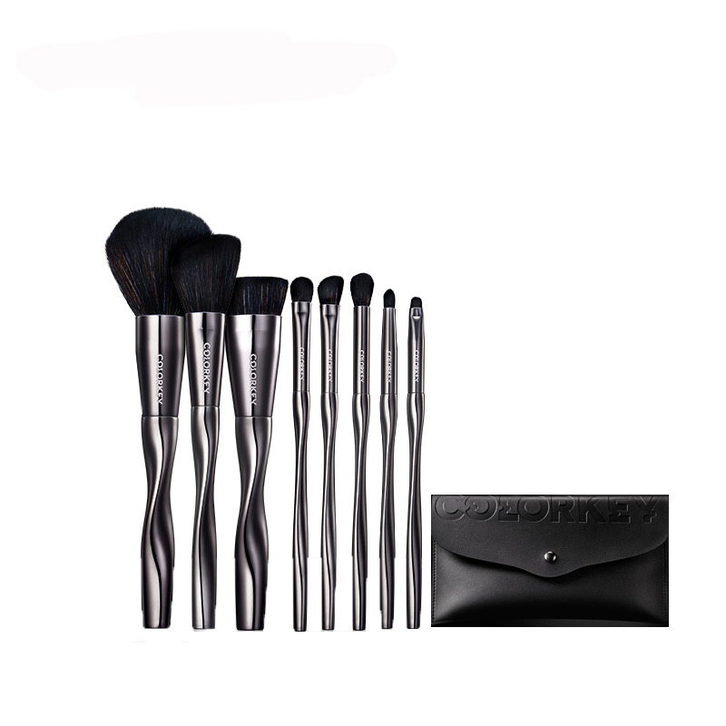 Colorkey High Quality Super Comfortable Luxury Fiber Electroplate Silver Profession 8Pcs Makeup Brush Set