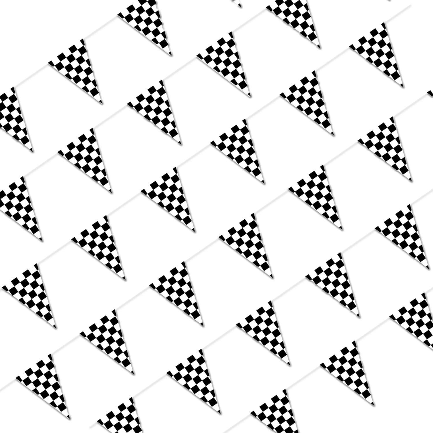 Black and White Checkered Flag Banner Racing Birthday Decorations, for Nascar Race Party