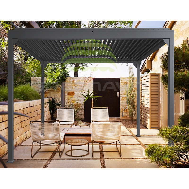 3x3 м серый цвет Pergola наружная Защита от солнца алюминиевая крыша с жалюзи ручное управление Pergole