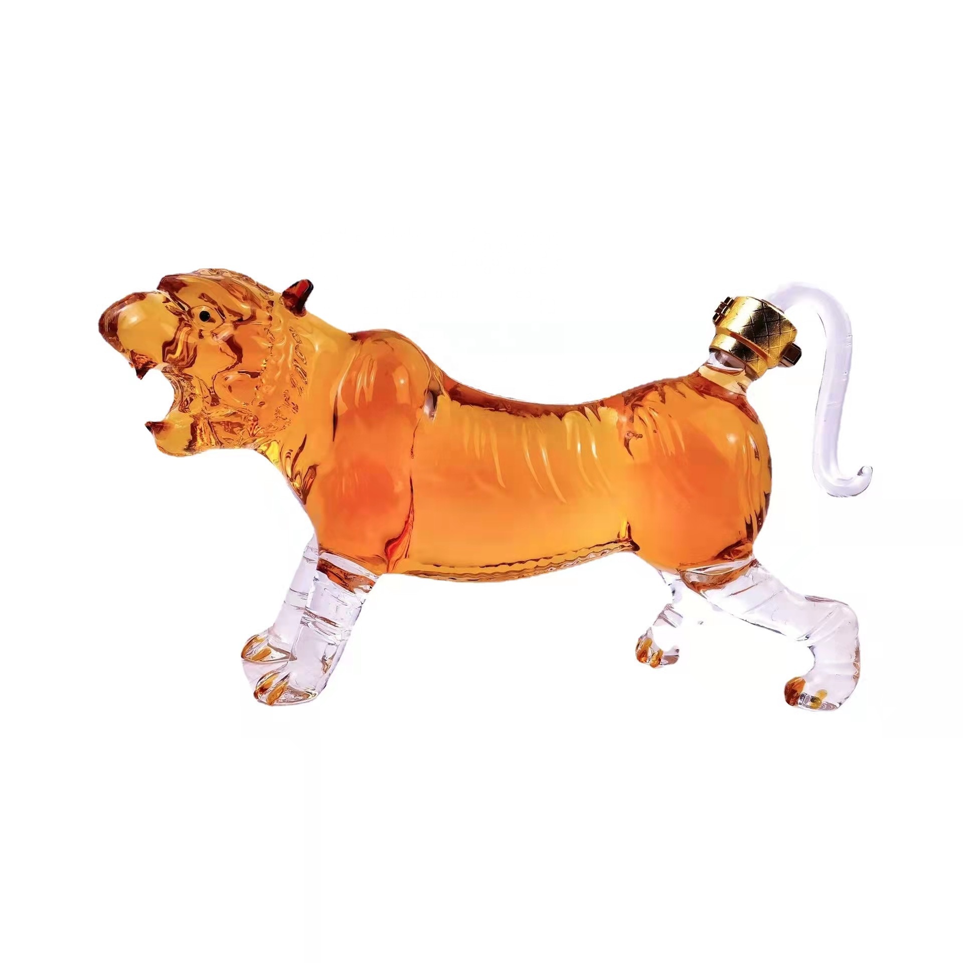 Custom Design Zodiac tiger Shape Glass Bottle Made For Brandy, Bourbon, Whiskey, Rum, Tequila