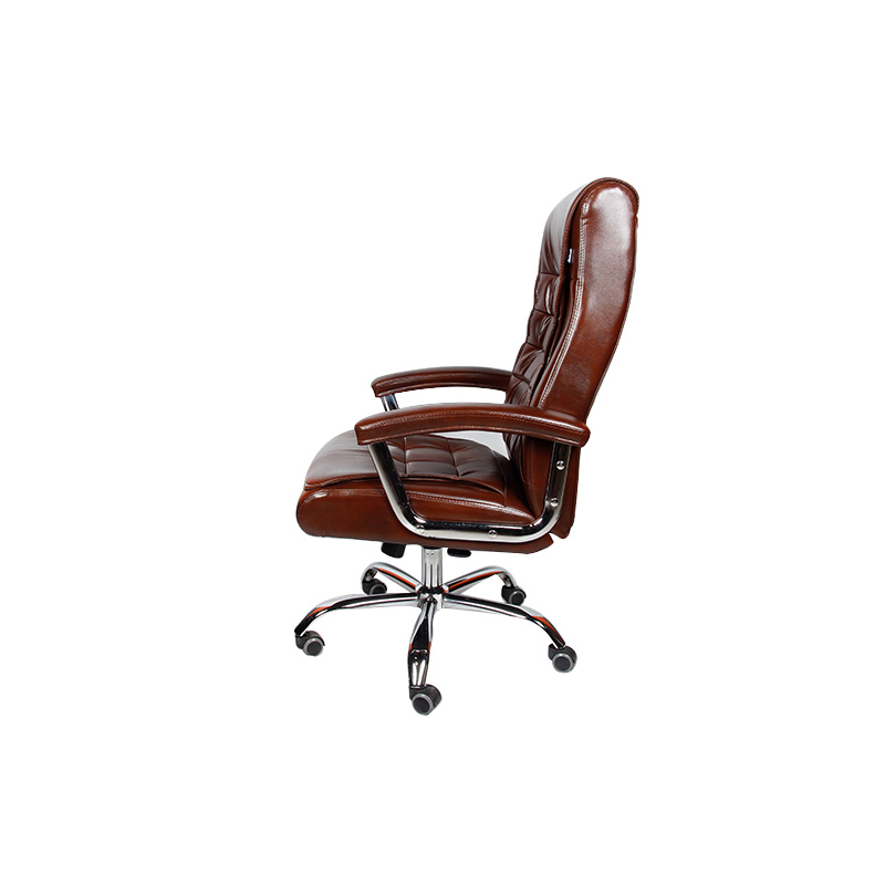 China 2021 New Premium Executive Chair Brown Pu Leather Headrest Armrest Swivel Office Chair