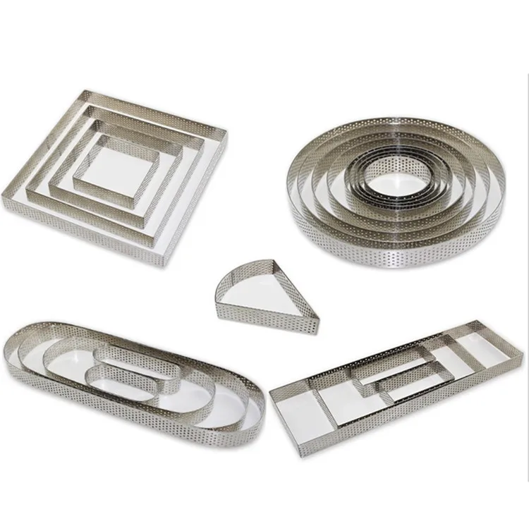 High quality commercial bakeware Stainless steel Round oval square heart shape Perforated tart ring mousse ring