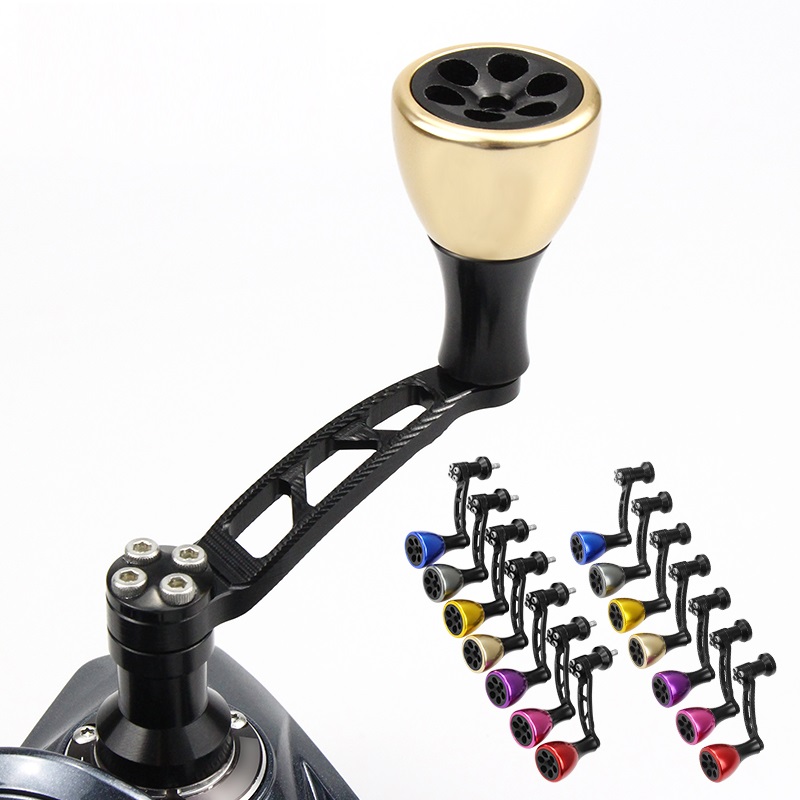Single Reel Handle Knob Spinning Fishing Reel Carbon Rock Arm Length 62mm for Daiwa Shimano DIY Accessory Knob Dia 26mm