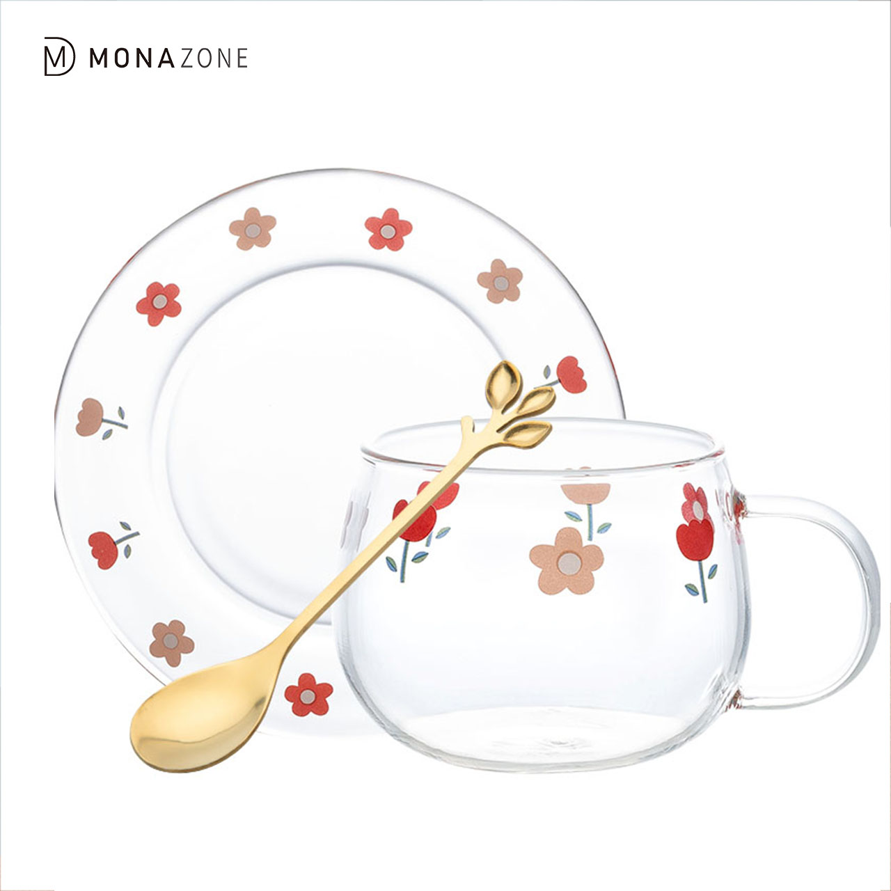 Цветочная молочная чашка MONAZONE с десертной тарелкой, кофейная кружка для завтрака, набор посуды для кофе, молочная кружка в японском стиле, чашка для чая, блюдца