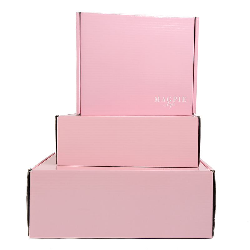 Recyclable pink customized gift packing lamination corrugated mailer packaging box