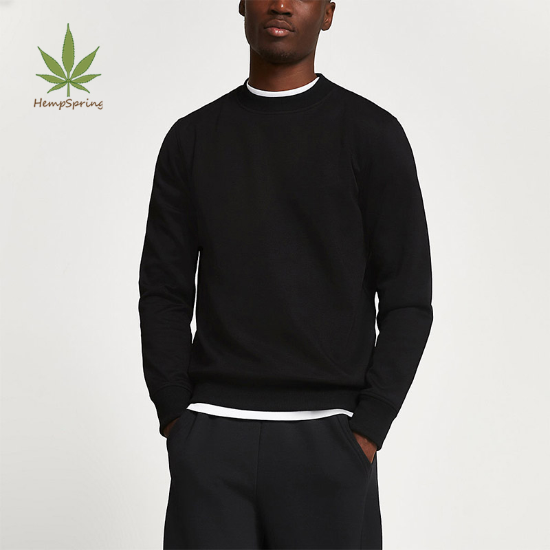 Solid Color French Terry Sweatshirts Organic Cotton Long Sleeve Pullover Sweater Natural Pullover sweater man winter sweater