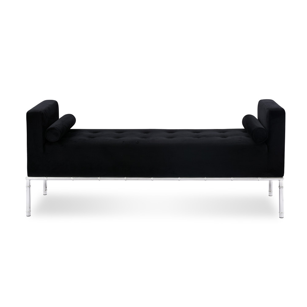 Mid Century Modern Settee Bench Living Room Furniture Long Bench Silver Stainless Steel Bed End Ottoman