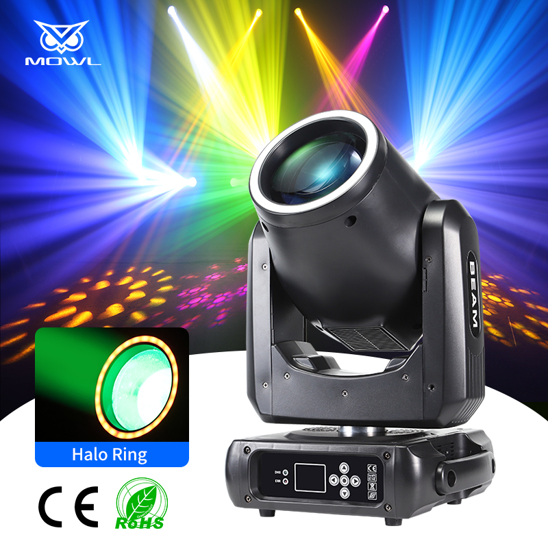 MOWL Mini Sharpy Beam 230W 7r 230 W Halo Ring Moving Head Light for Disco Party Club Bar dj Show Stage Lighting