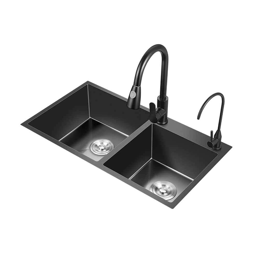 2021 High Quality Home Stainless steel Black Stainless Steel Kitchen Sink with Faucet
