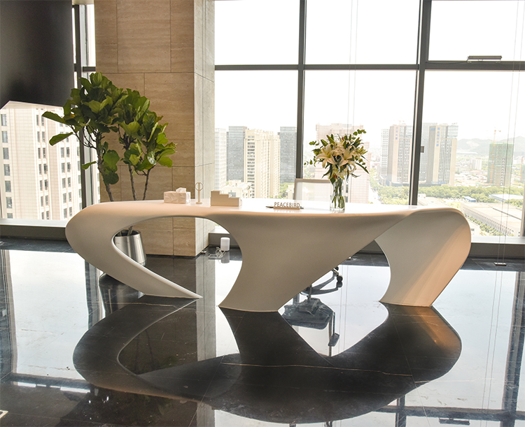One-Stop Service 30 Years Of Quality Assurance Front Office Counter White Modern Hotel Artificial Marble Reception Desk