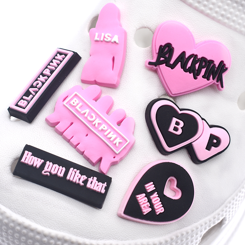 Новые Подвески papacharms croc, оптовая продажа, подвески croc lisa из мягкого ПВХ, черные и розовые Подвески croc для обуви