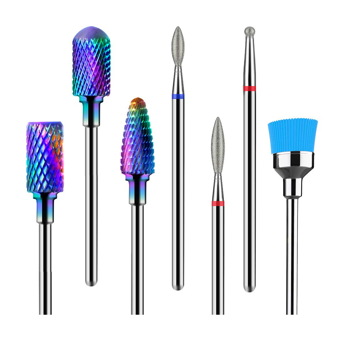 7 in 1 Tungsten Carbide Diamond Nail Drill Bits Set Cuticle Clean Carbide Ceramic Nail Drill Bit