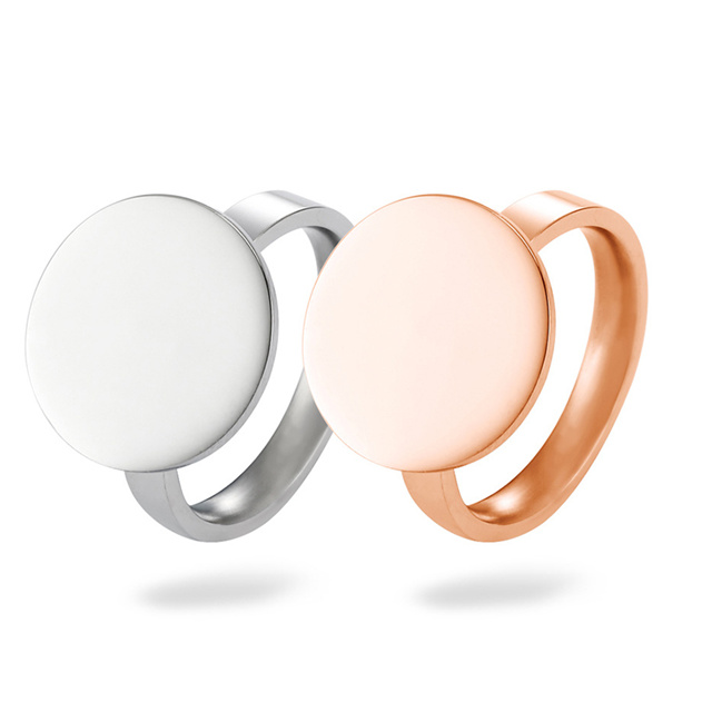 Customizable Simple Finger Ring Stainless Steel Glossy Round Piece Rings Jewelry Women