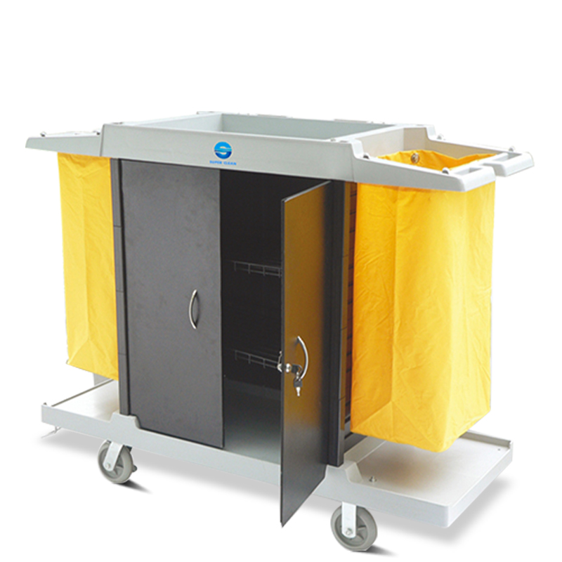 Commercial Multifunction Hotel Housekeeping Plastic Street Cleaning Cart Cleaning Service Trolley Kitchen Customized Logo Wheels