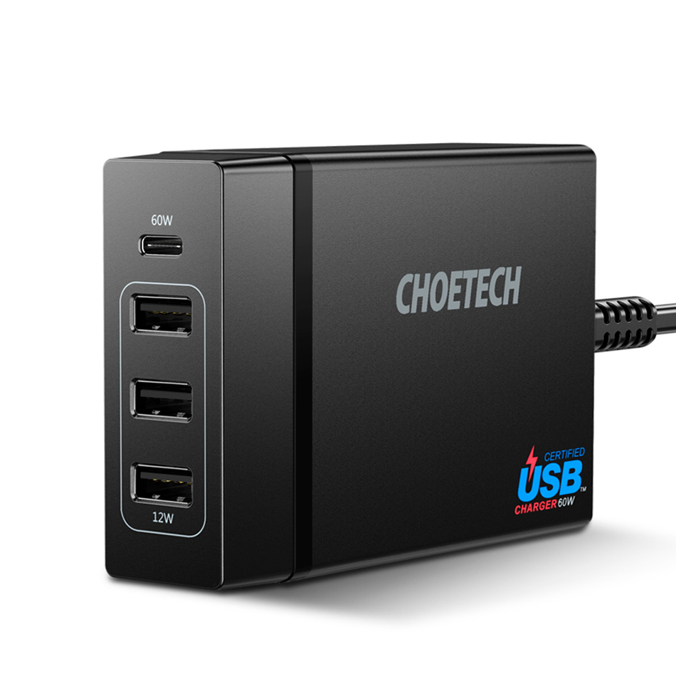 CHOETECH Мульти Usb зарядное устройство 72 Вт 4 порта USB Type C PD зарядное устройство Type-C для MacBook Pro iPad Pro для iPhone XS MAX samsung