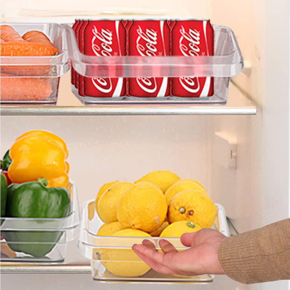 Home and Kitchen Stackable Rectangle Drinks and Fruit Refrigerator Storage Box Fridge Organizer Fresh Bins