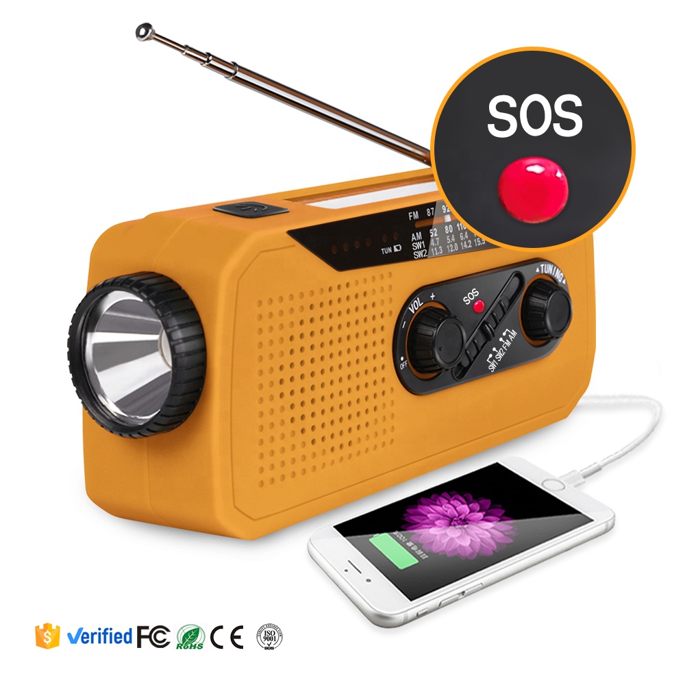 Dooomore перезаряжаемые 2000 мАч Power Bank портативный Солнечный рукоятки Питанием Am Fm ЕО "Динамо" радио с фонариком