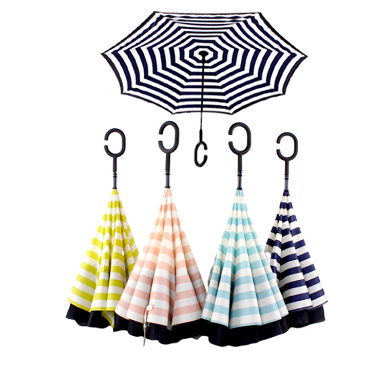 Wholesale C-handle Reverse Double Layer Upside Down I Large inverted Reverse Umbrella with logo