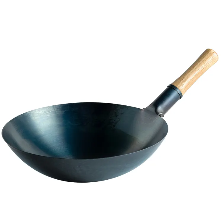 Chinese Manufacturers Non Stick Wok Pan Hammered Preseason Carbon Steel Wok