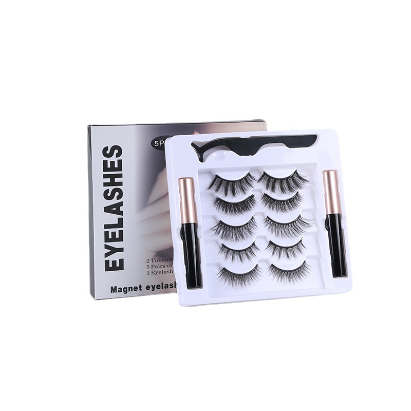 High quality customized mink magnetic eyelashes with eyeliner 10 pairs silk eyelash magnetic set