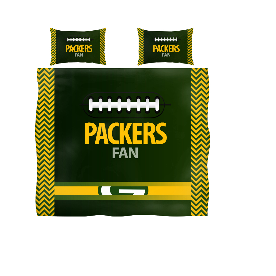 Подгонянный оптовый печатный зеленый Bay Packers вентиляторы постельные принадлежности набор 2 наволочки 3 размера постельные принадлежности набор для мальчика спальни
