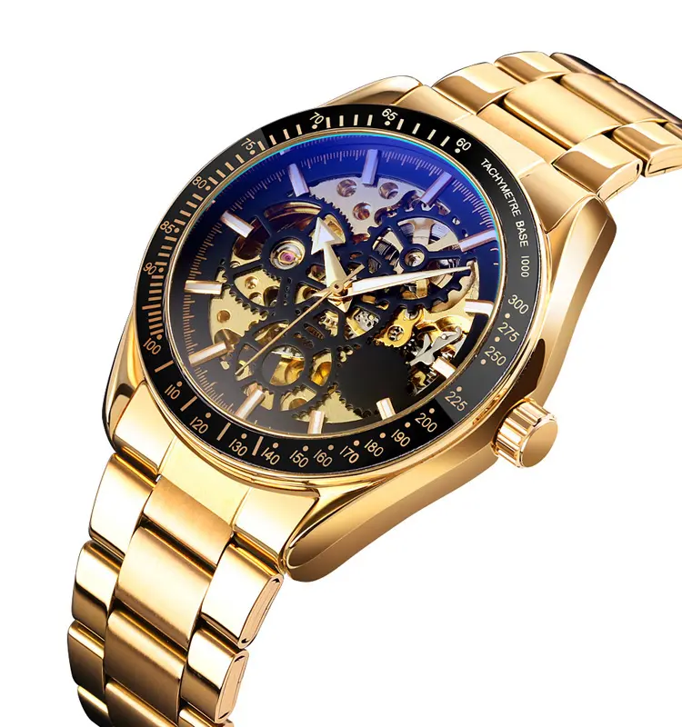 skmei men skeleton automatic top brands luxury custom logo mechanical watch