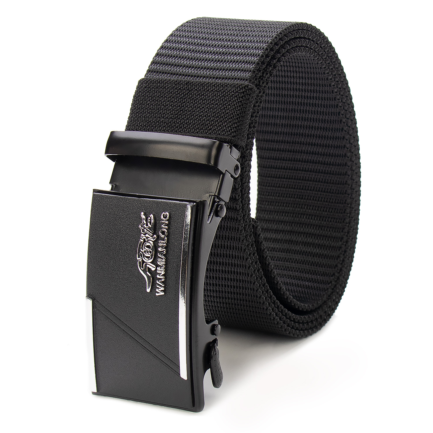 New Logo Canvas Belt Automatic Buckle Belts No Ratchet Men's Belt Polyester Material Wholesale Factory