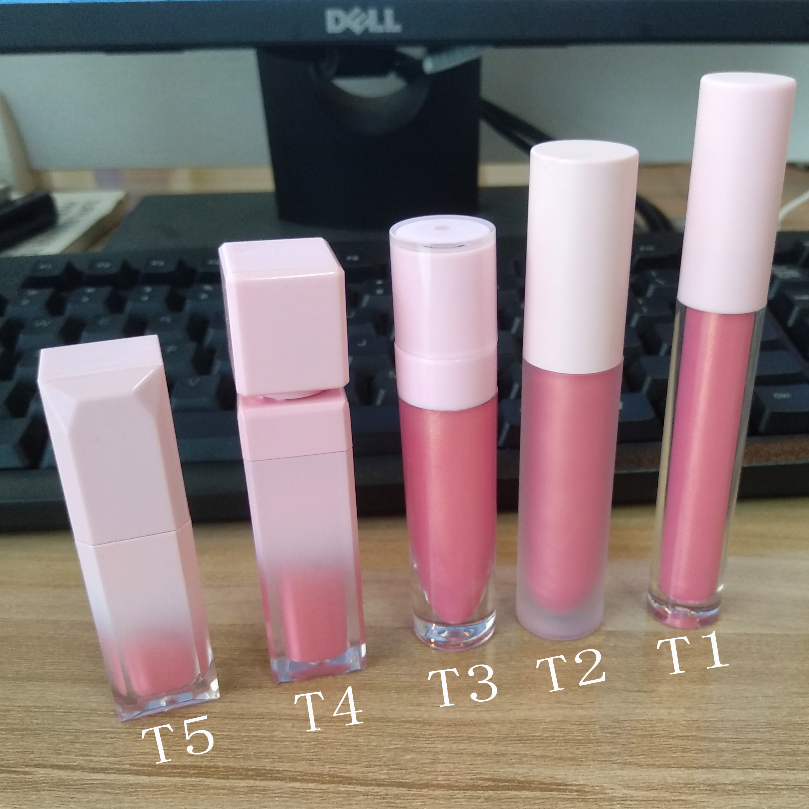 Pink series lip gloss tube beauty multicolored lip glaze no logo