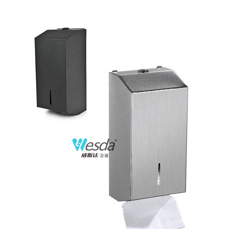 WESDA Multifold Bathroom Center Pull Towel Dispenser C-Fold Commercial Stainless Steel Toilet Tissue Dispenser with Lock